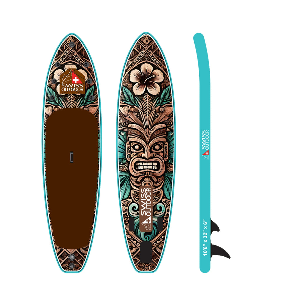 SWISS OUTDOOR S.O. Stand Up Paddle SUP 3-Finnen 2-Wege-Pumpe - 320cm TIKI