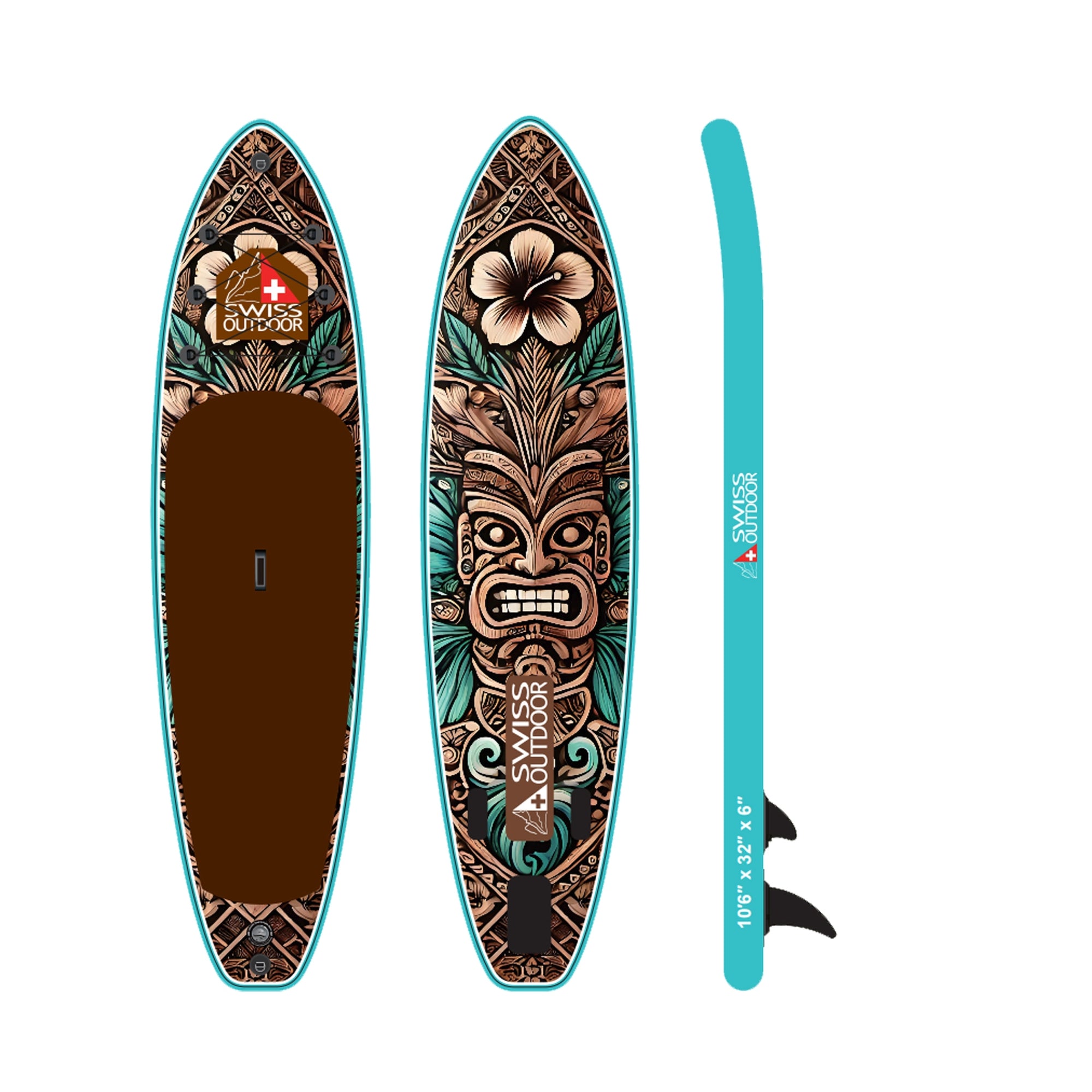 SWISS OUTDOOR S.O. Stand Up Paddle SUP 3-Finnen 2-Wege-Pumpe - 320cm TIKI