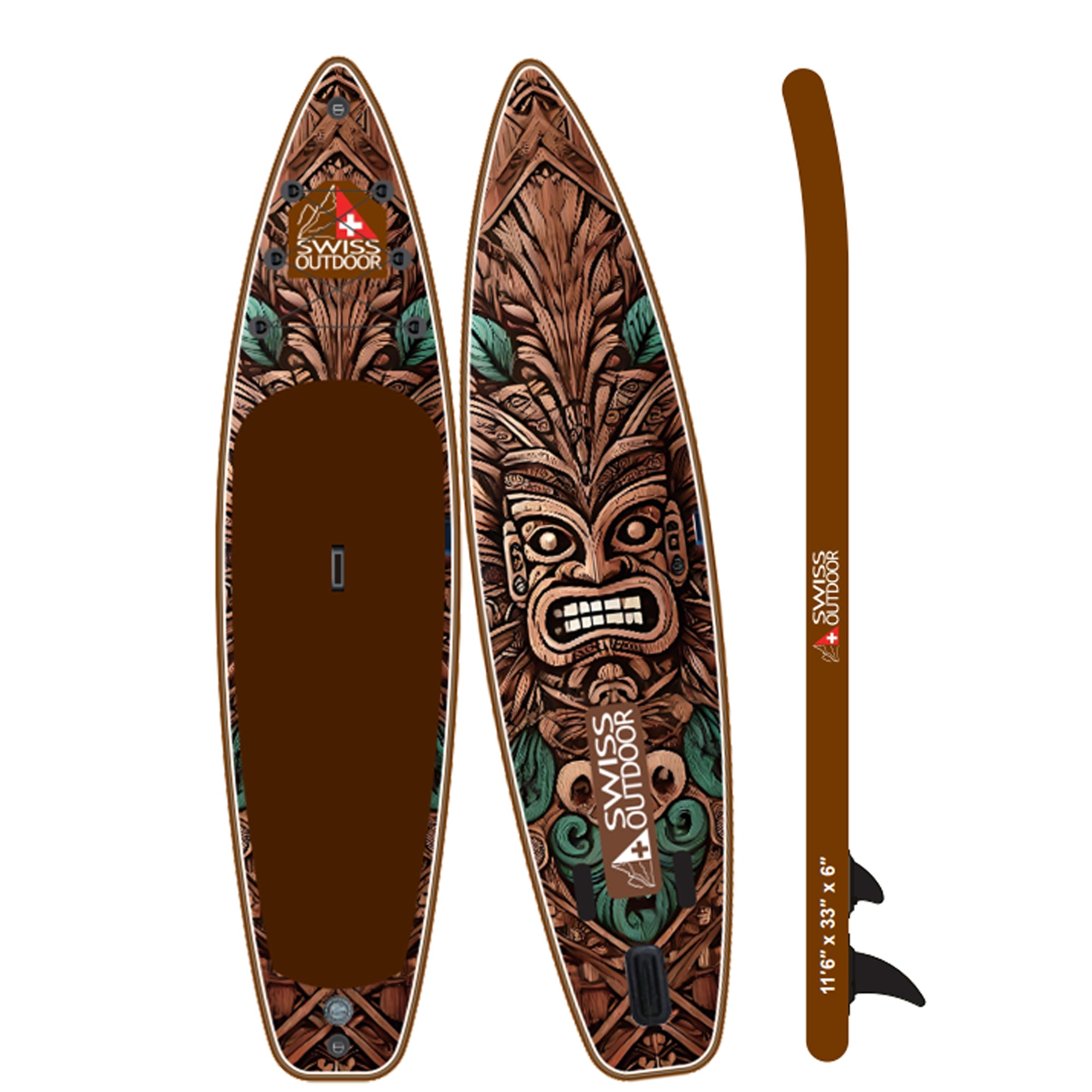 SWISS OUTDOOR S.O. Stand Up Paddle SUP 3-Finnen 2-Wege-Pumpe - 350cm TIKI