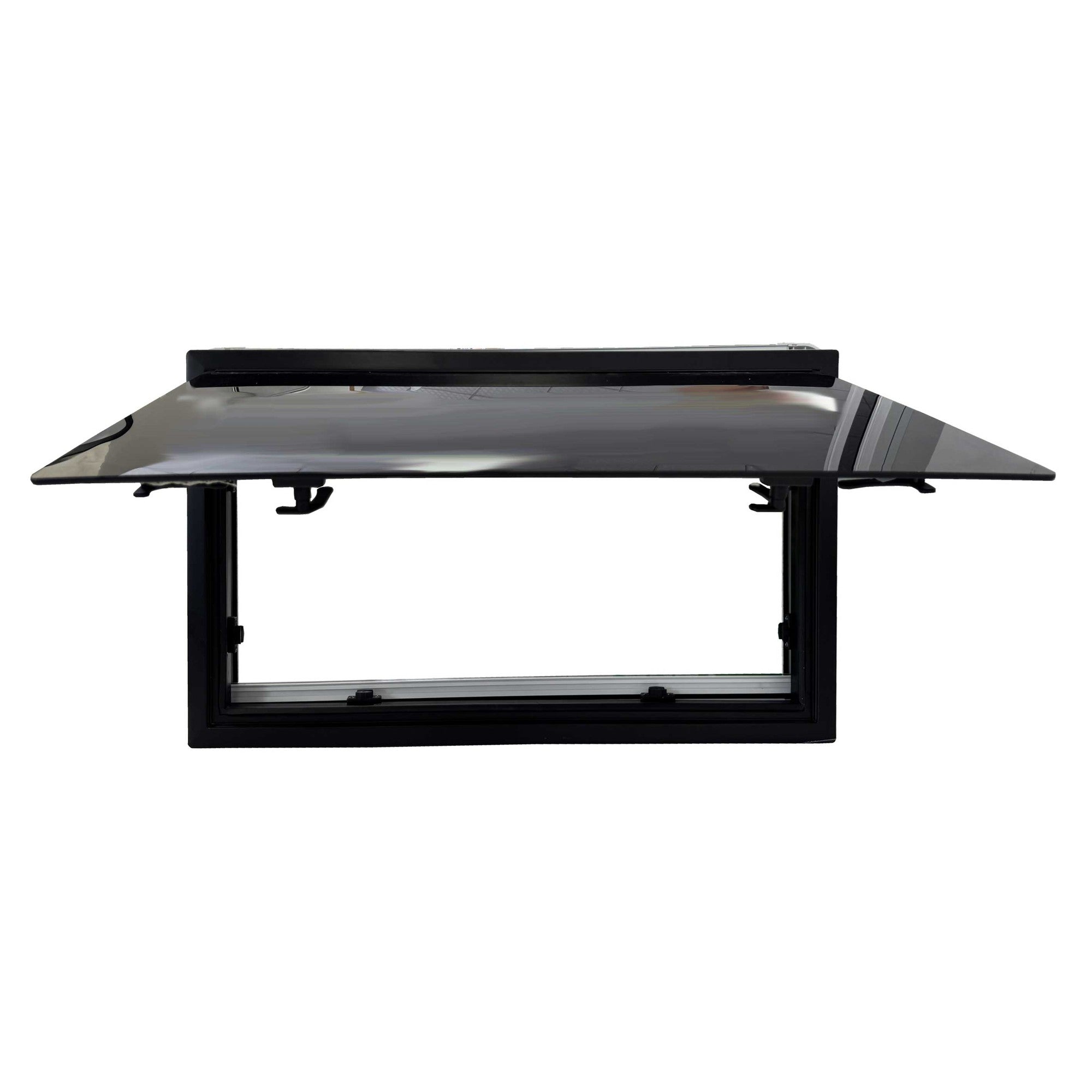 SWISS OUTDOOR S.O. Ausstellfenster Echtglas 1200x500 Eckig Innenrahmen schwarz