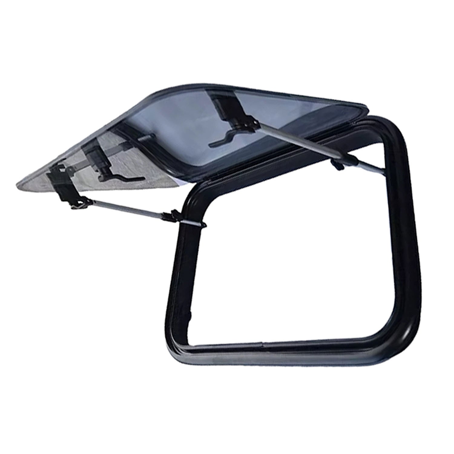 SWISS OUTDOOR S.O. Ausstellfenster Echtglas 700x400Rund Innenrahmen schwarz