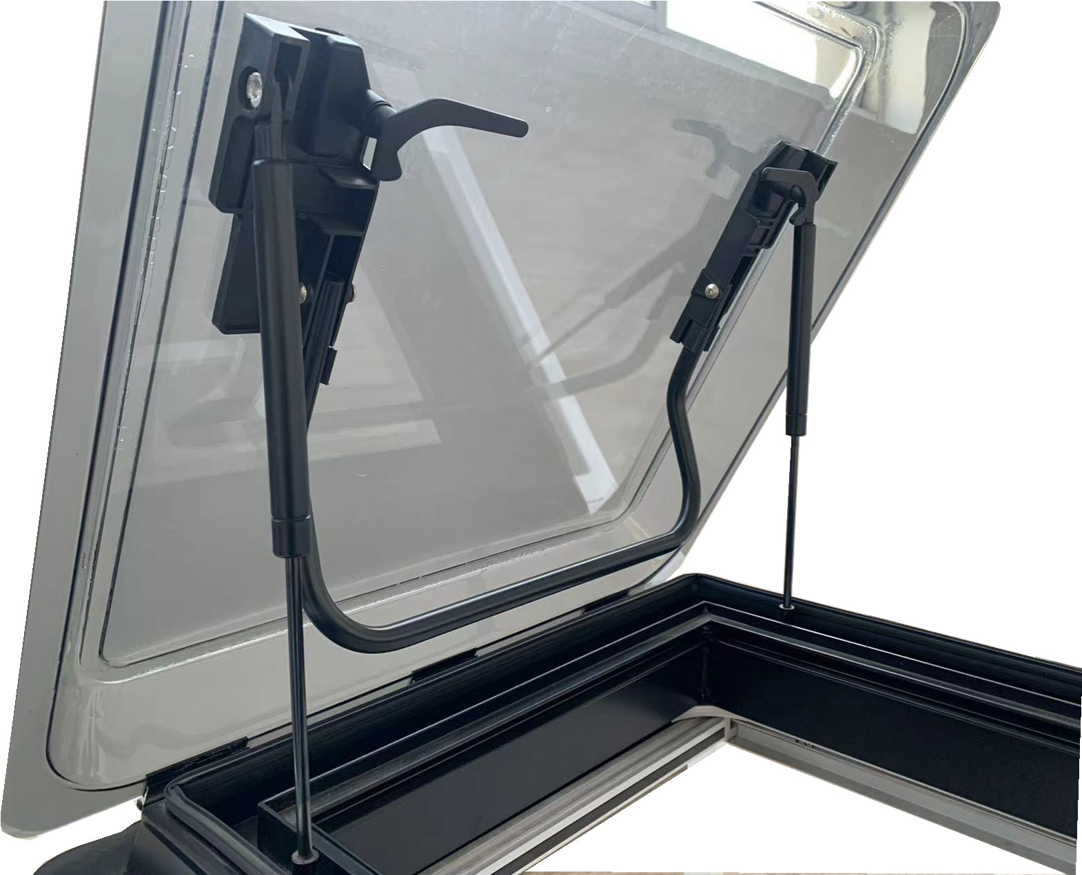 SWISS OUTDOOR S.O. Dachfenster XL Doppelacrylglas 700x500 Rund Innenrahmen schwarz