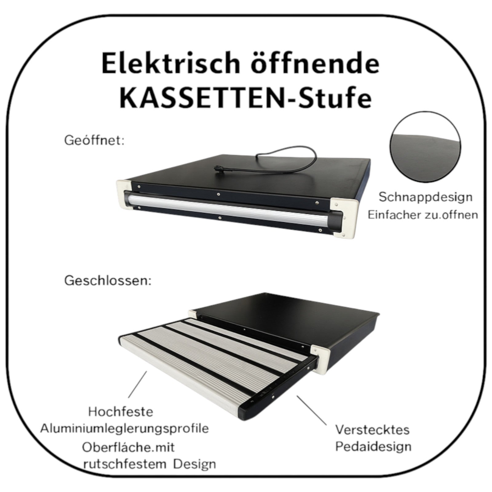 SWISS OUTDOOR S.O. Camper Trittstufe ELEKTRISCH Aluminium KASSETTENSYSTEM