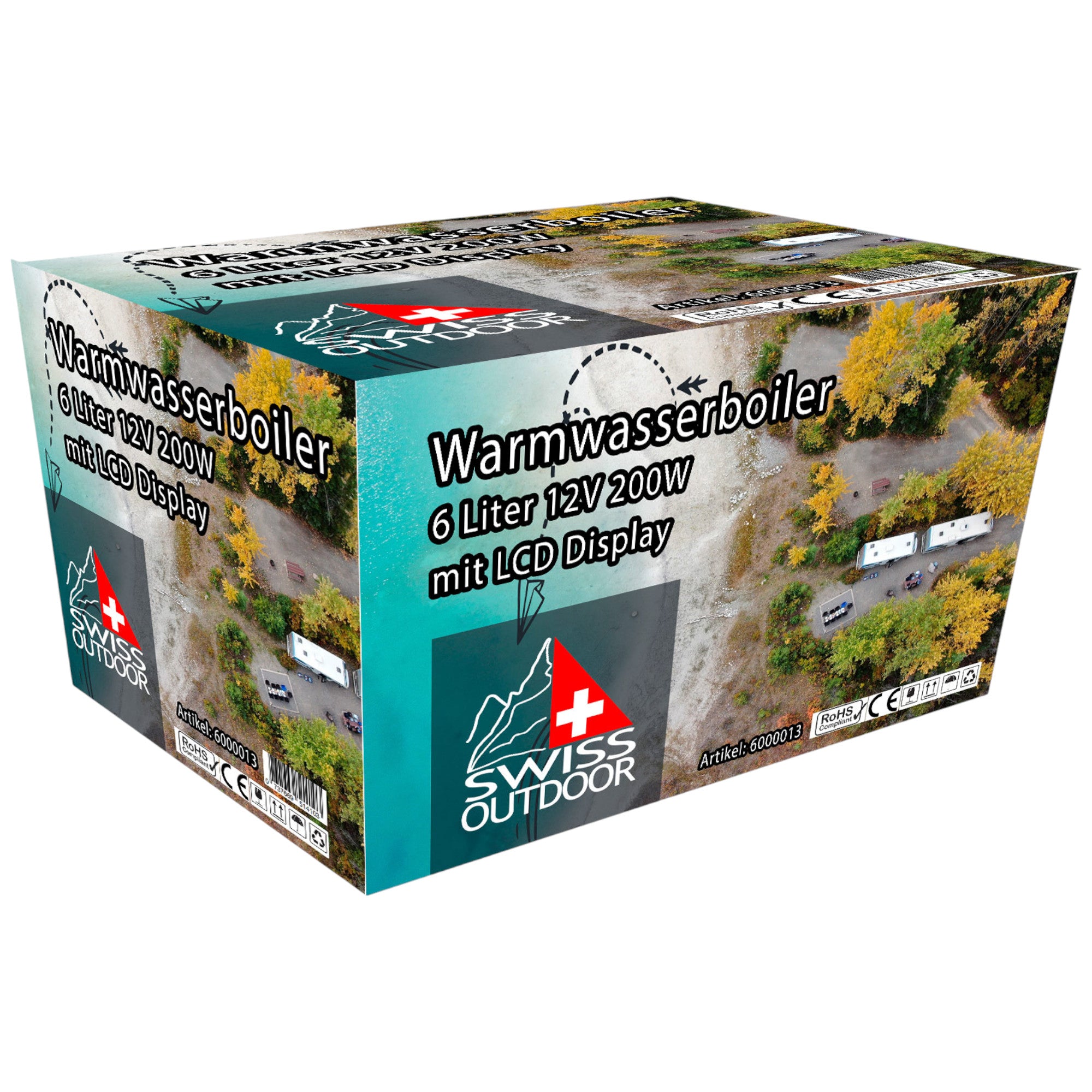 SWISS OUTDOOR S.O. 12V Camper Warmwasserboiler 10 Liter 200W Wohnwagen Boiler LCD Bedienelement