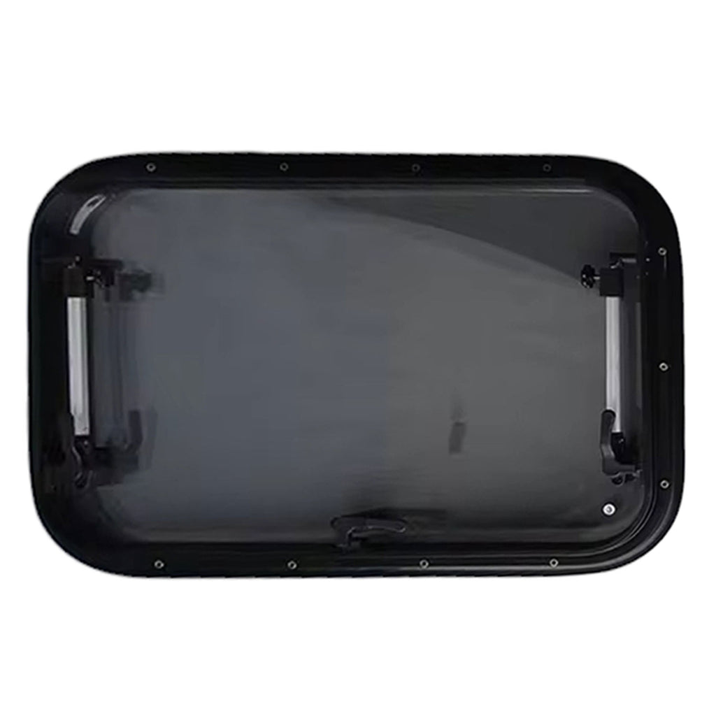 SWISS OUTDOOR S.O. Ausstellfenster Echtglas 900x500 Rund Innenrahmen schwarz