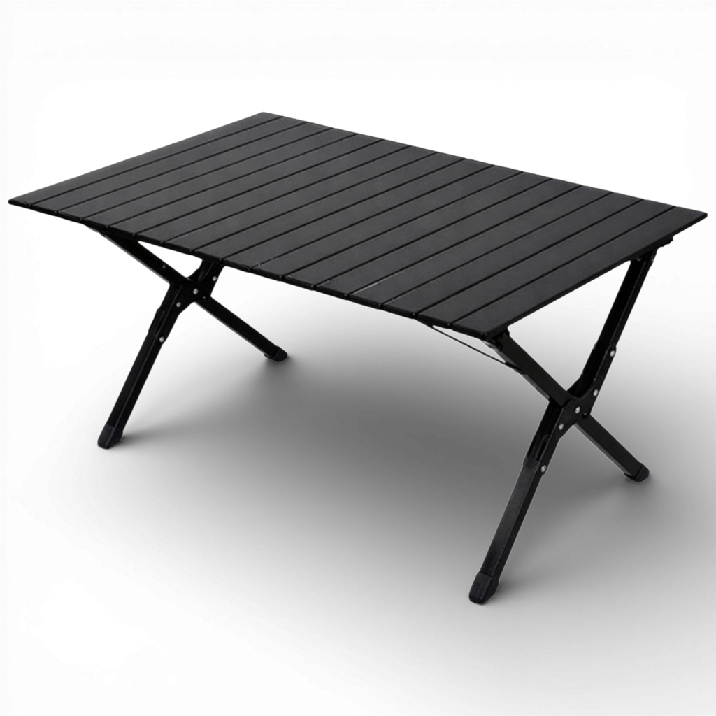 SWISS OUTDOOR Camping Tisch mit 4 Stühlen Set – 120x60 cm Klapptisch + 4 faltbare Campingstühle Outdoor Möbel