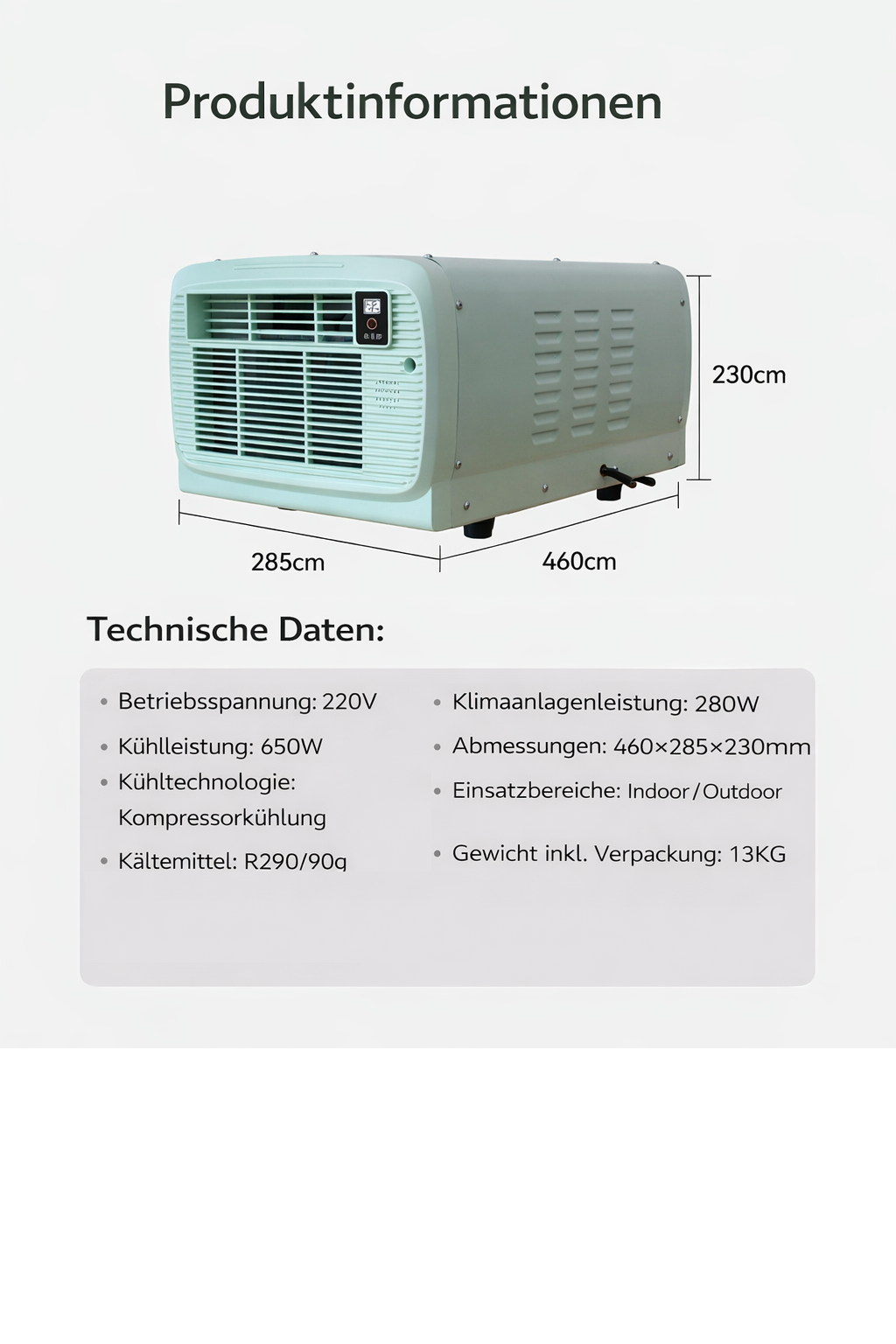 SWISS OUTDOOR S.O. Mobile Echte Mini Klimaanlage für Camper Camping Wohnmobil Home Office KLIMA
