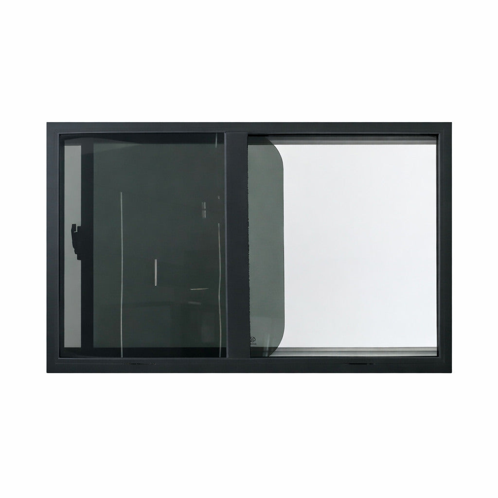 SWISS OUTDOOR S.O. Schiebefenster Echtglas 900x500 Eckig Innenrahmen schwarz