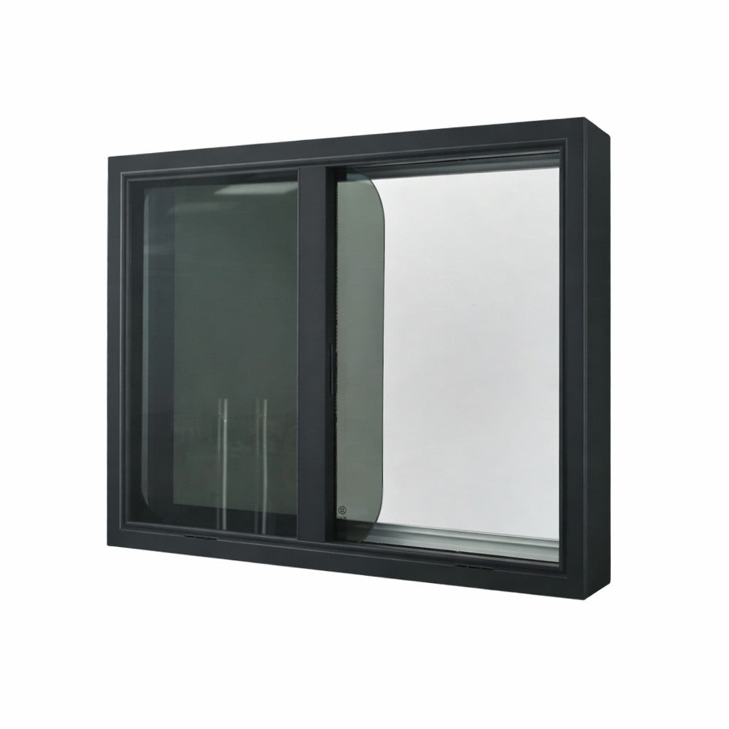 SWISS OUTDOOR S.O. Schiebefenster Echtglas 500x400 Eckig Innenrahmen schwarz