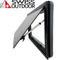 SWISS OUTDOOR S.O. Ausstellfenster ULTRAFLAT Doppel Acryl 500x400 Eckig Innenrahmen schwarz