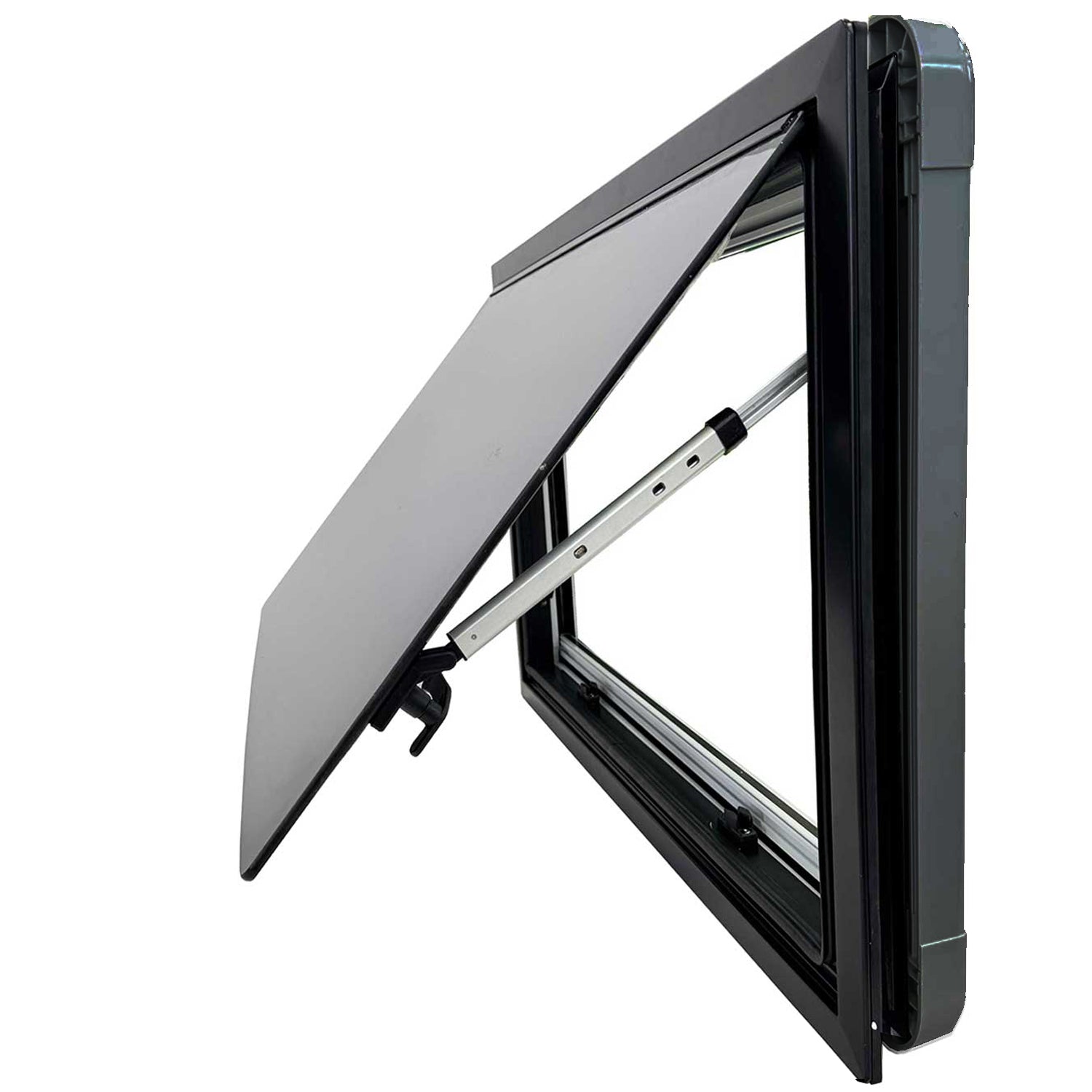 SWISS OUTDOOR S.O. Ausstellfenster ULTRAFLAT Doppel Acryl 500x400 Eckig Innenrahmen schwarz