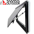 SWISS OUTDOOR S.O. Ausstellfenster ULTRAFLAT Doppel Acryl 800x500 Eckig Innenrahmen weiß