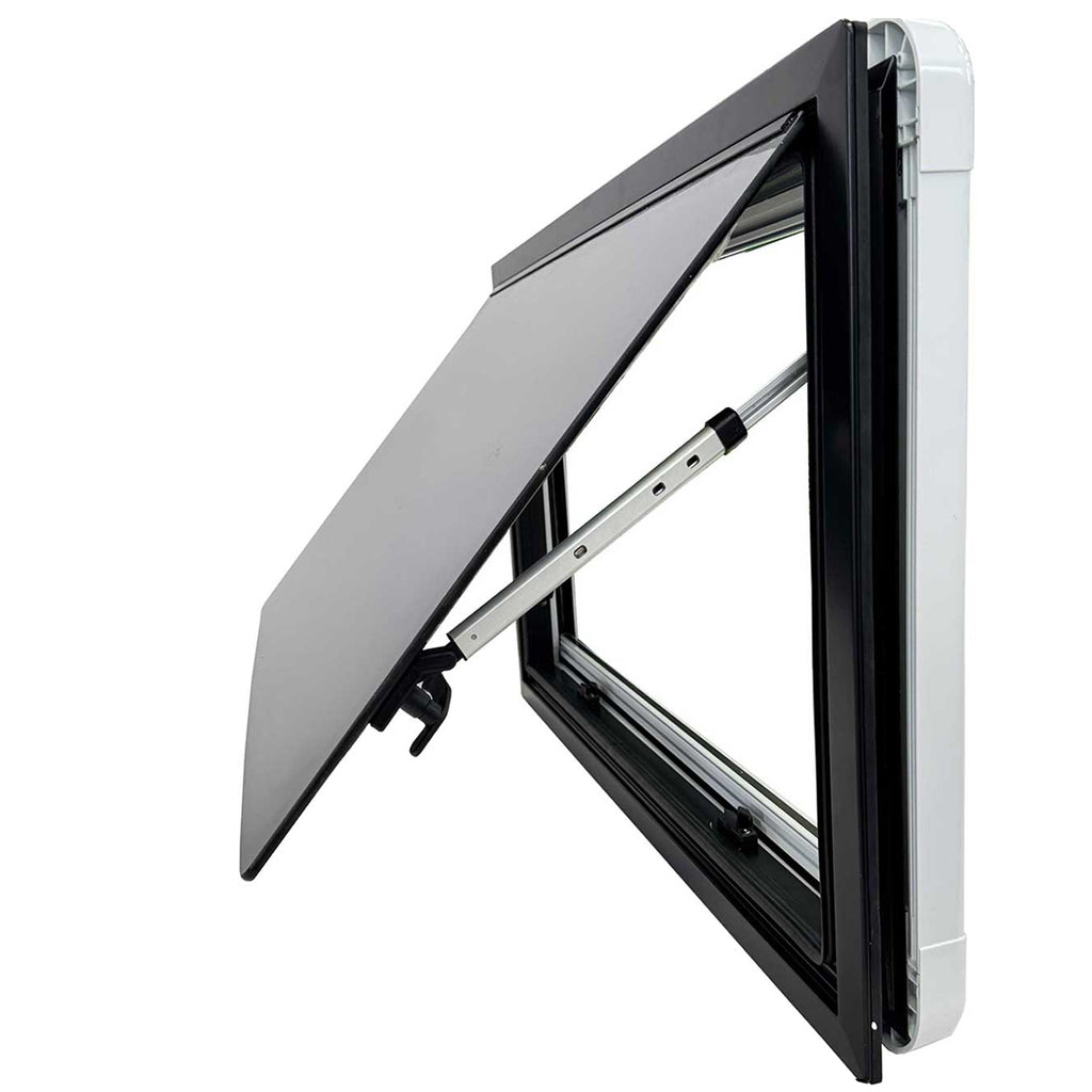 SWISS OUTDOOR S.O. Ausstellfenster ULTRAFLAT Doppel Acryl 500x400 Eckig Innenrahmen weiß