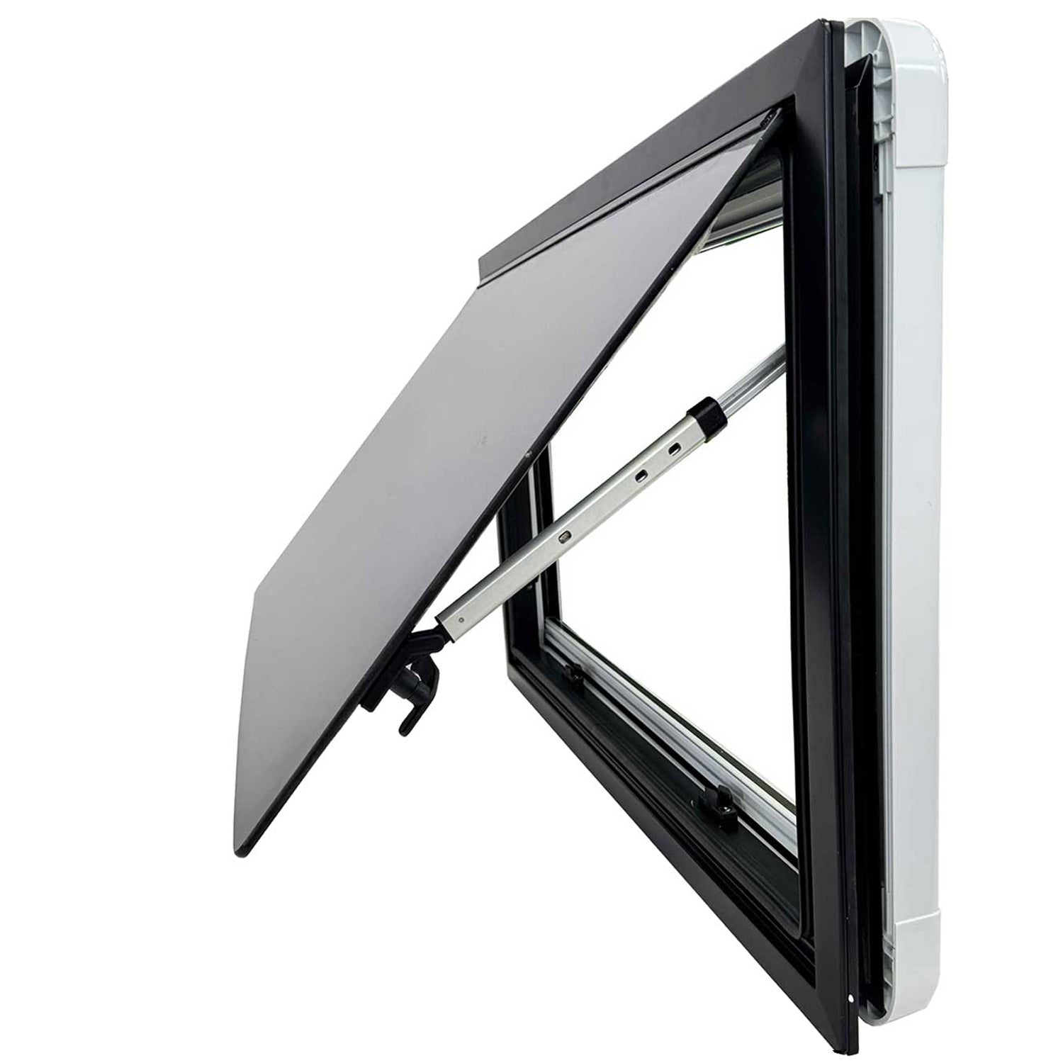 SWISS OUTDOOR S.O. Ausstellfenster ULTRAFLAT Doppel Acryl 500x400 Eckig Innenrahmen weiß