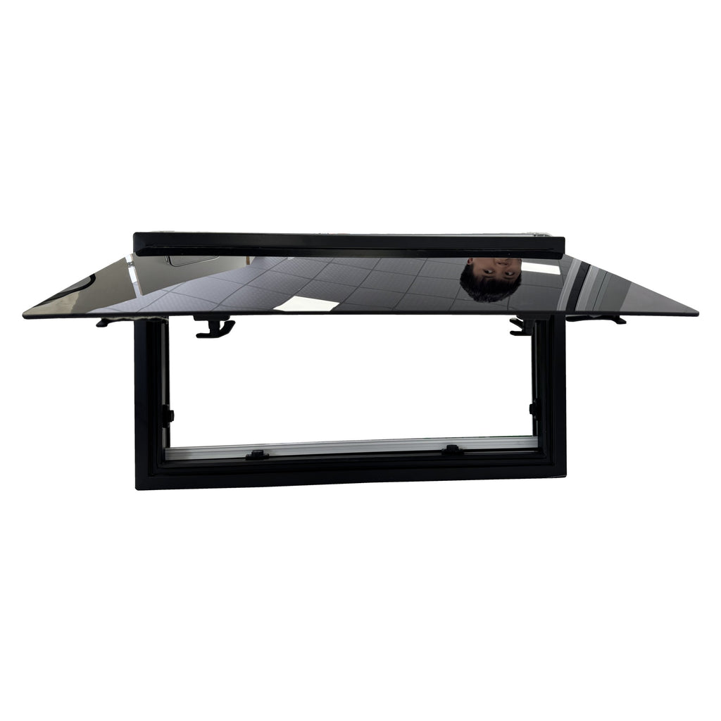 SWISS OUTDOOR S.O. Ausstellfenster ULTRAFLAT Doppel Acryl 500x400 Eckig Innenrahmen schwarz