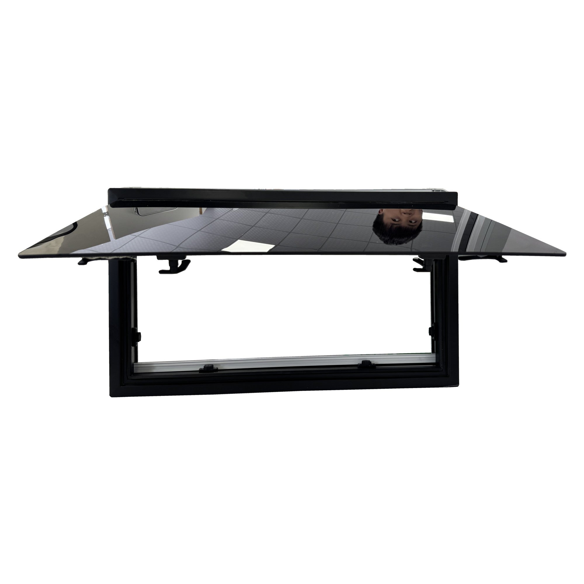 SWISS OUTDOOR S.O. Ausstellfenster ULTRAFLAT Doppel Acryl 500x400 Eckig Innenrahmen schwarz