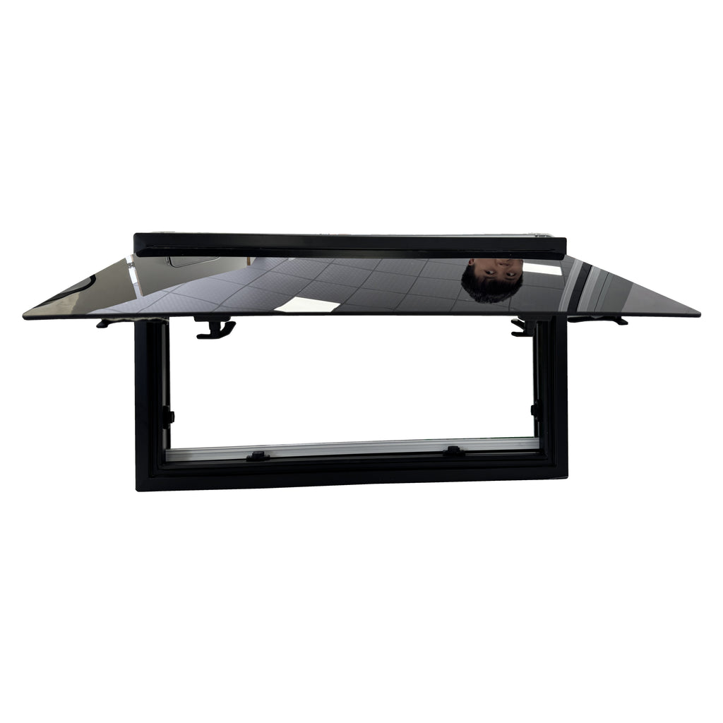 SWISS OUTDOOR S.O. Ausstellfenster Echtglas 800x500 Eckig Innenrahmen weiß