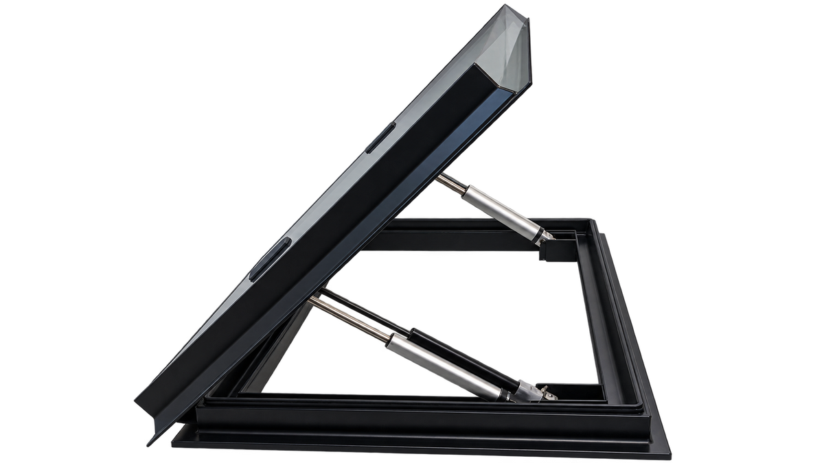 SWISS OUTDOOR S.O. Skylight RV XXL 1200x600 Real Glas Right Angle BLACK ELEKTRISCH