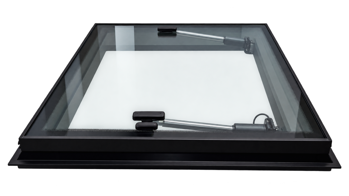 SWISS OUTDOOR S.O. Skylight RV XXL 1200x600 Real Glas Right Angle BLACK ELEKTRISCH