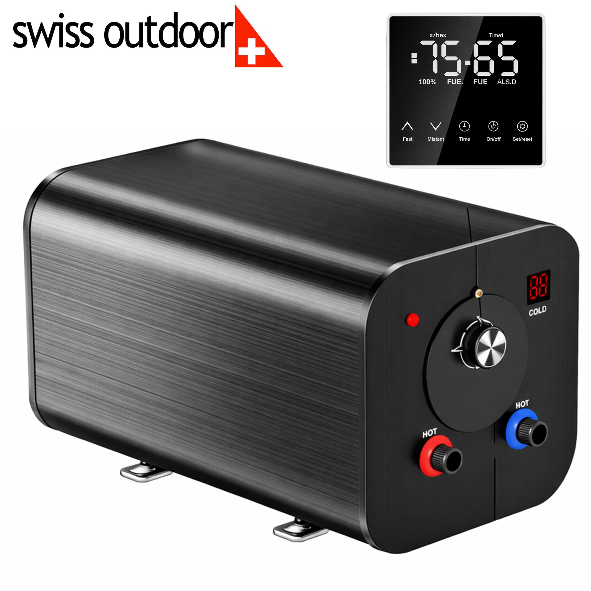 SWISS OUTDOOR S.O. 12V 230V HYBRID Camper Warmwasserboiler 6 Liter 200W Wohnwagen Boiler mit Bedienelement