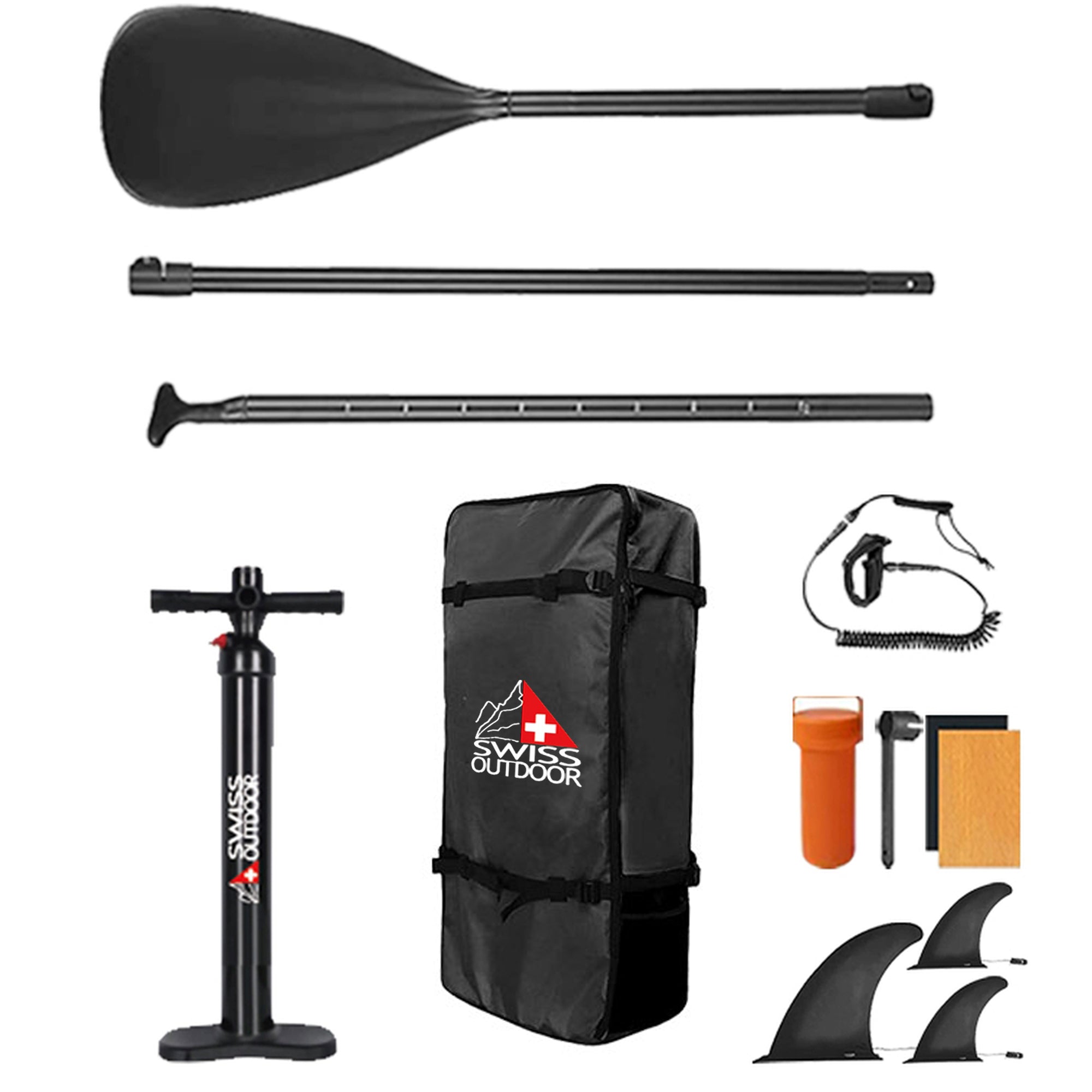 SWISS OUTDOOR S.O. Stand Up Paddle SUP 3-Finnen 2-Wege-Pumpe - 320cm TIKI